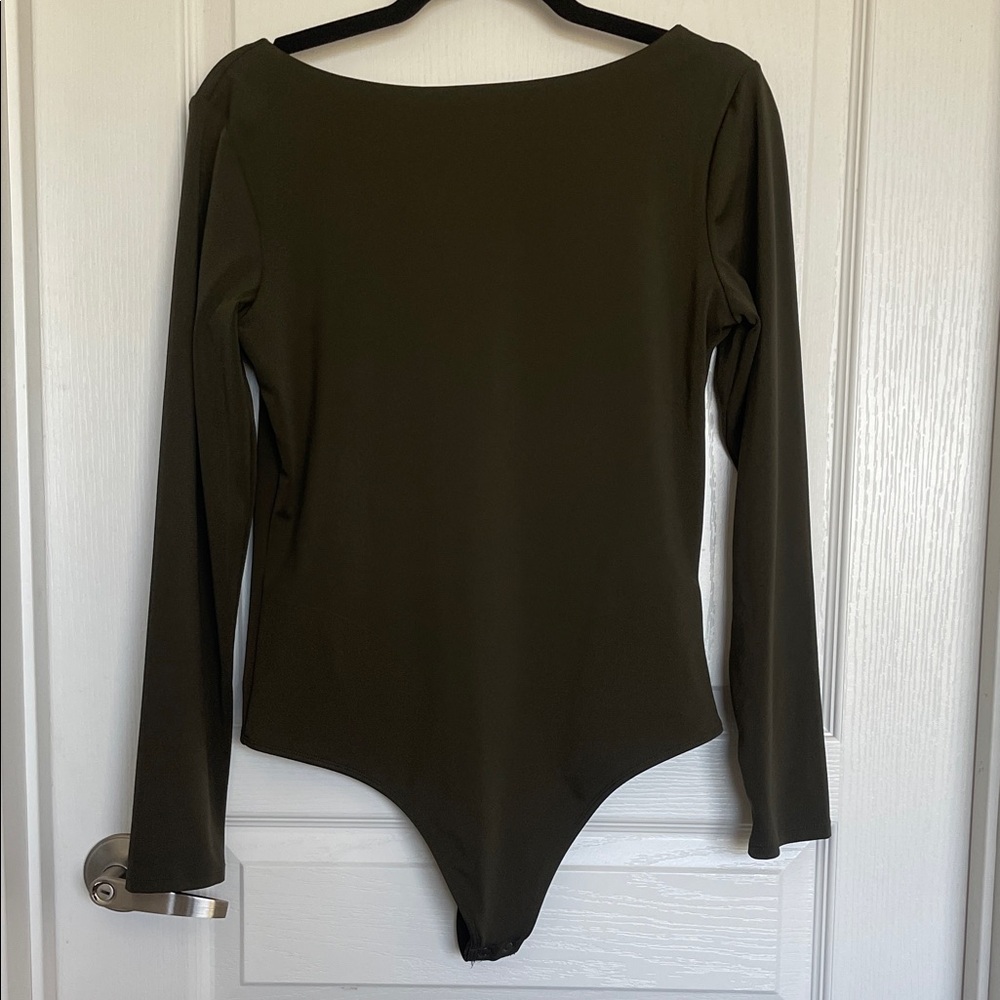 Express Olive Long Sleeve Bodysuit